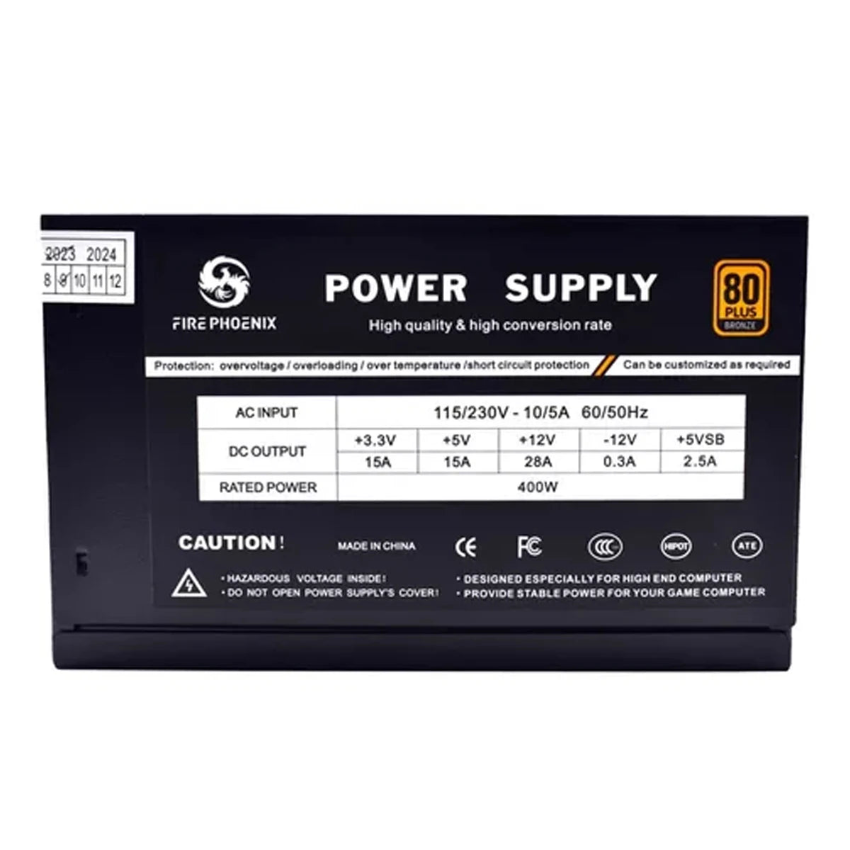 Atx Gamer Power Supply For Pc 80 Plus Bronze 400W 110V/220V Black Bk-f400