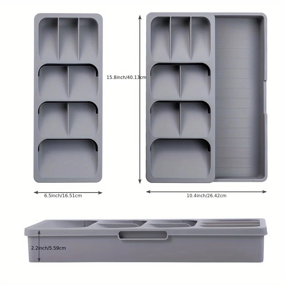 Adjustable multifunctional cutlery organizer for organizing kitchen silverware,cutlery,knives and spoons cluttering your kitchen