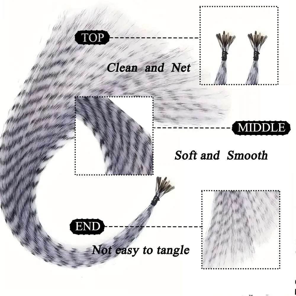 Synthetic Colored I-Tip Faux Feather Hair Extensions 16" 20 Strands Women's Heat Resistant Fiber Festival Extensions Accessories
