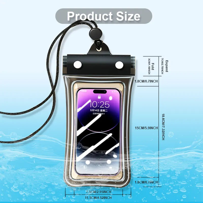 Waterproof Phone Pouch Case Drift Diving Swimming Bag Underwater Dry Bag Case Cover For Phone Water Sports Beach Pool 7 inch