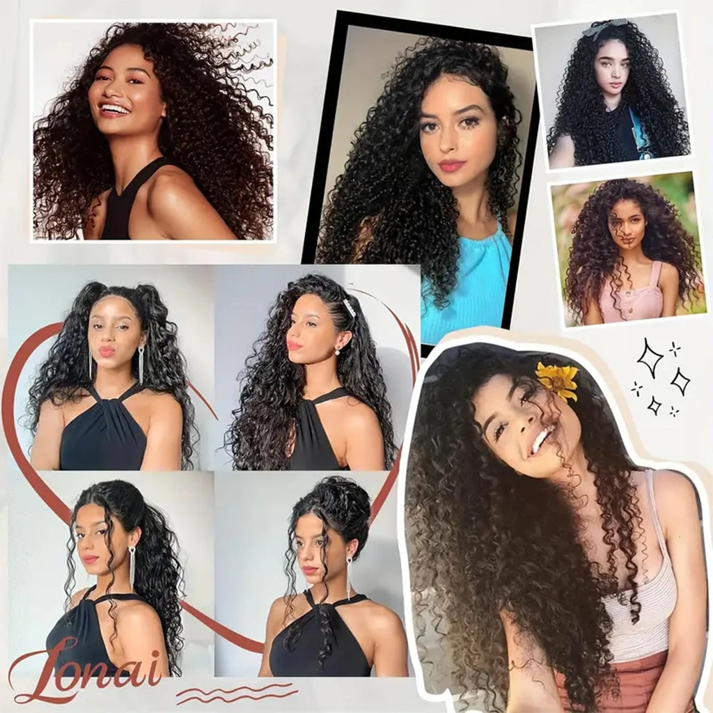 Synthetic Kinky Curly 16 Clip In Hair Extensions Full Head Fake Pieces Black Brown Hair Extensions Suitable For Women To Wear