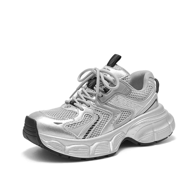 BEAUTODAY Chunky Sneakers Women  Breathable Mesh Solid Color Lace-up Thick Sole Casual Spring Female Sports Shoes Handmade 29A01