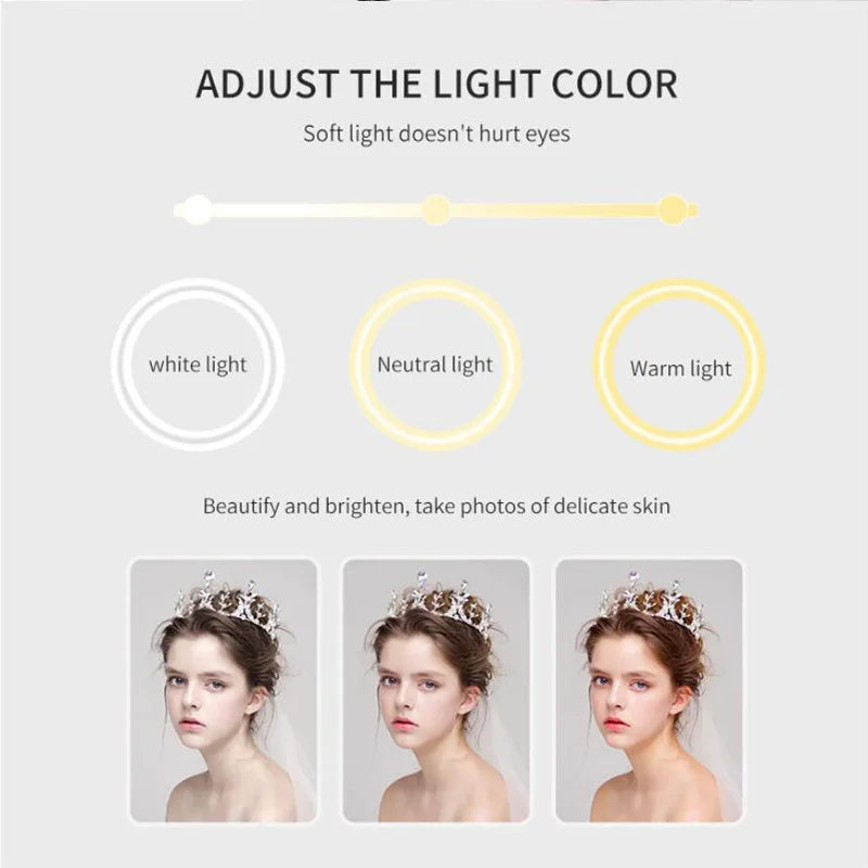 32cm 12" Ring Light Selfie Ringlight for TikTok Photography,Color Temperature 3000-6000K 54'' Extendable Tripod Stand for Live