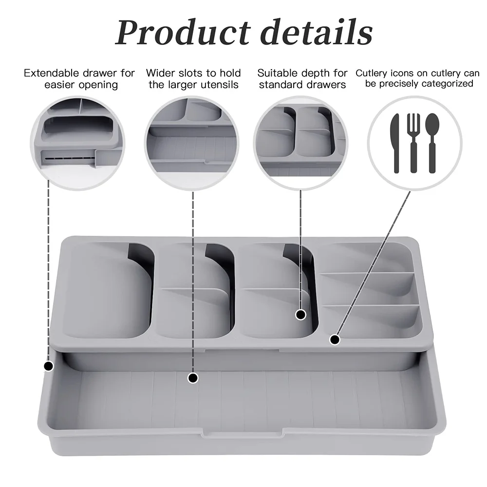 Adjustable multifunctional cutlery organizer for organizing kitchen silverware,cutlery,knives and spoons cluttering your kitchen