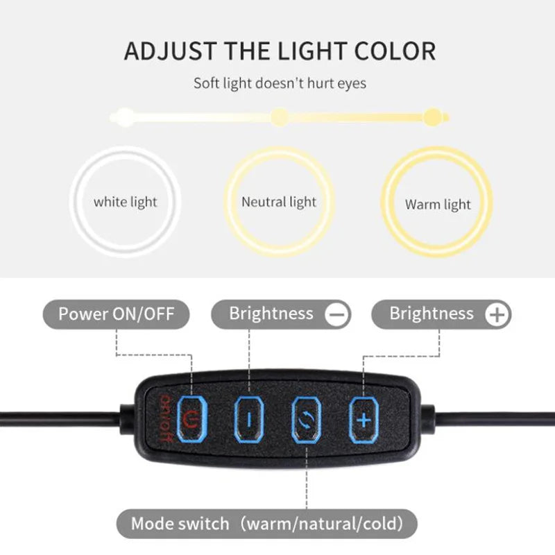 32cm 12" Ring Light Selfie Ringlight for TikTok Photography,Color Temperature 3000-6000K 54'' Extendable Tripod Stand for Live