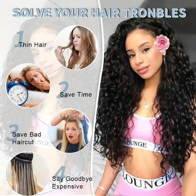Synthetic Kinky Curly 16 Clip In Hair Extensions Full Head Fake Pieces Black Brown Hair Extensions Suitable For Women To Wear