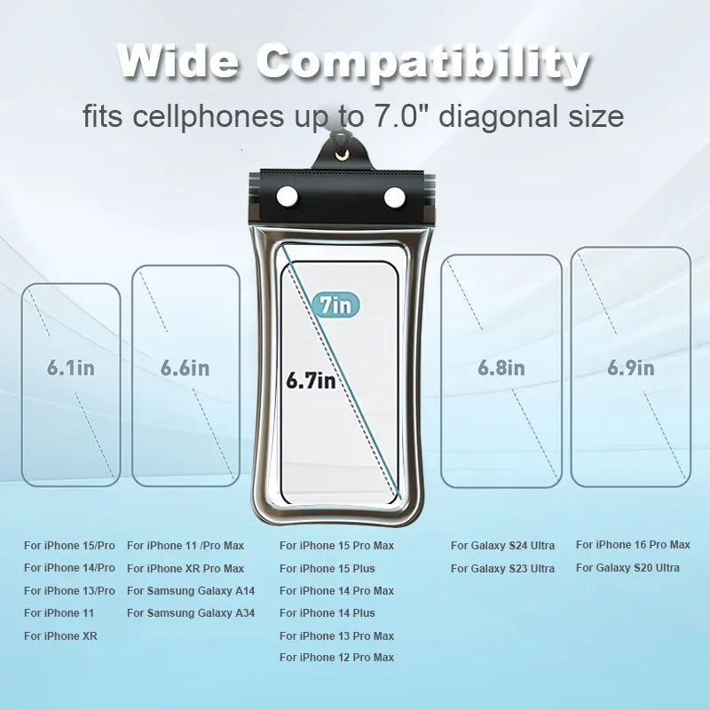 Waterproof Phone Pouch Case Drift Diving Swimming Bag Underwater Dry Bag Case Cover For Phone Water Sports Beach Pool 7 inch
