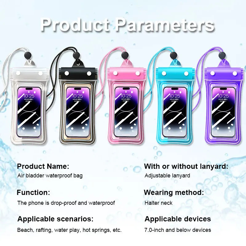 Waterproof Phone Pouch Case Drift Diving Swimming Bag Underwater Dry Bag Case Cover For Phone Water Sports Beach Pool 7 inch
