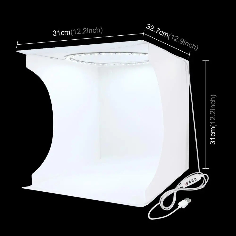30cm Desktop Studio Box Kit Folding Portable Ring Light Photo Lighting Studio Shooting Tent Box with 6 Colors Backdrops