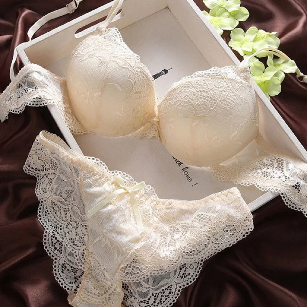 HIRIGIN Newest Women's Push Up Embroidery Sexy Lace Floral Bra Sets Panties Underwear 5 Colors