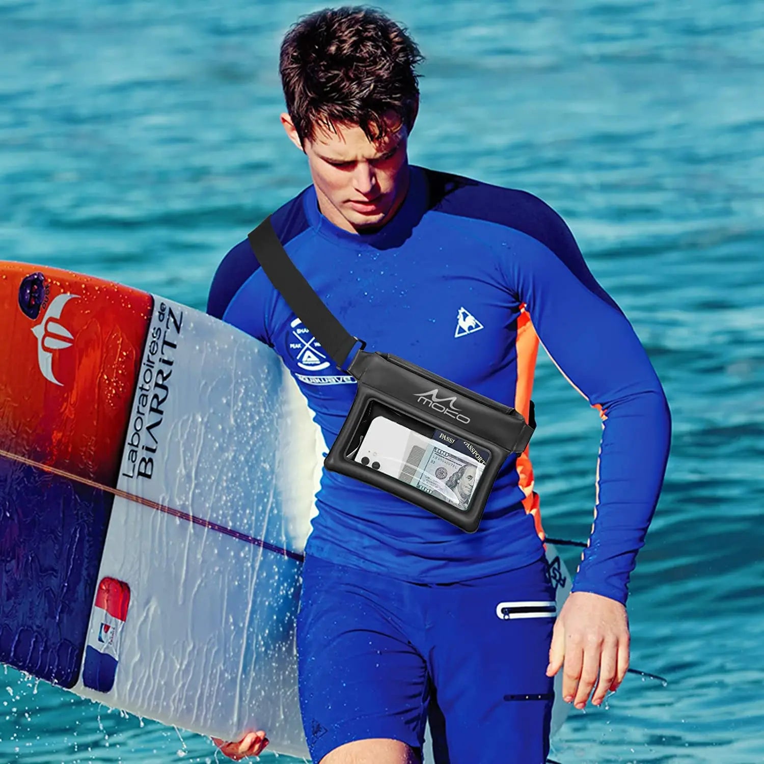 MoKo Waterproof Phone Pouch Fanny Pack Floating Dry Bag Swimming Waist Bag Underwater Ski Drift Diving for iPhone 13/13 Pro Max