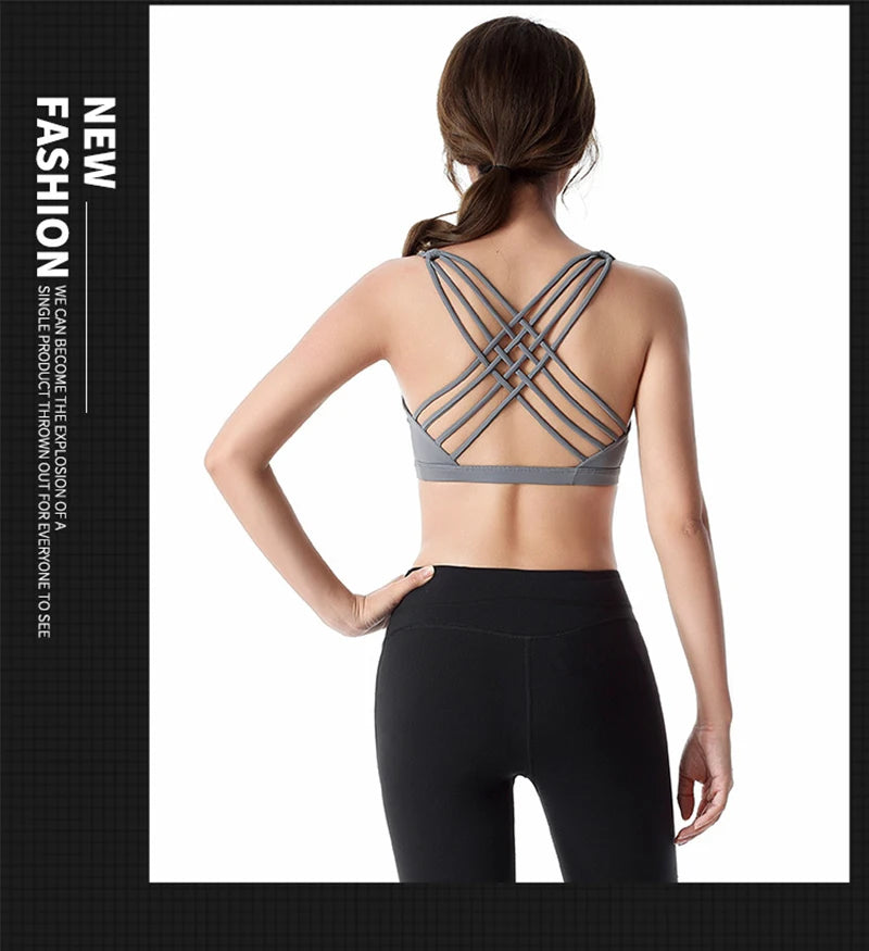 New Fitness Sports Bra for Women Push Up Cross Back Shockproof Running Gym Training Workout Yoga Underwear Crop Tops