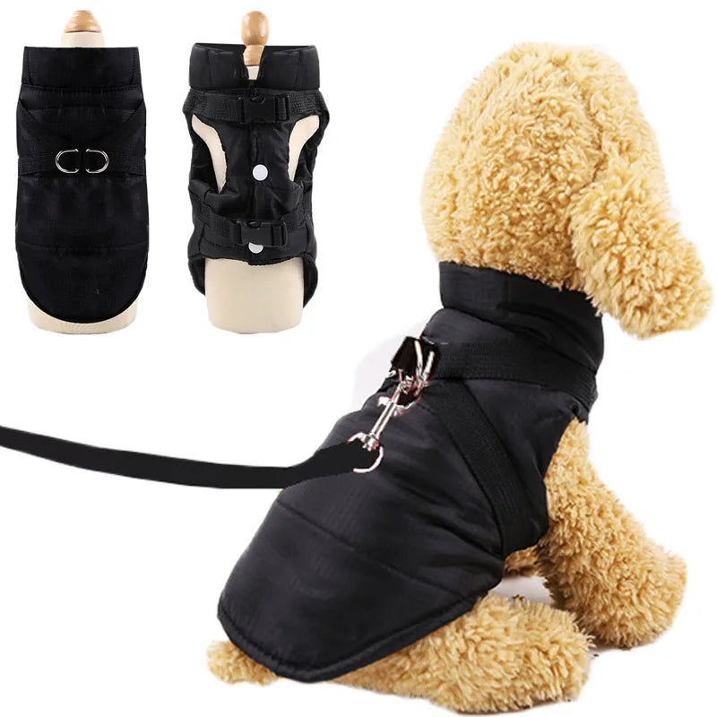 Warm Padded Vest for Dogs Red Black Dog Clothes Winter Apparels Puppy Coat Harness Jacket Waterproof Pet Clothing Costume XS-XXL
