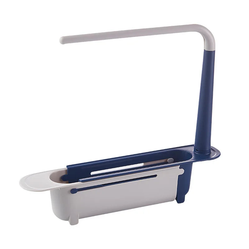 Kitchen Sink Organizer Telescopic Sink Shelf Soap Sponge Holder Towel Hanger Sink Drain Rack With Drainer Basket Kitchen Gadgets