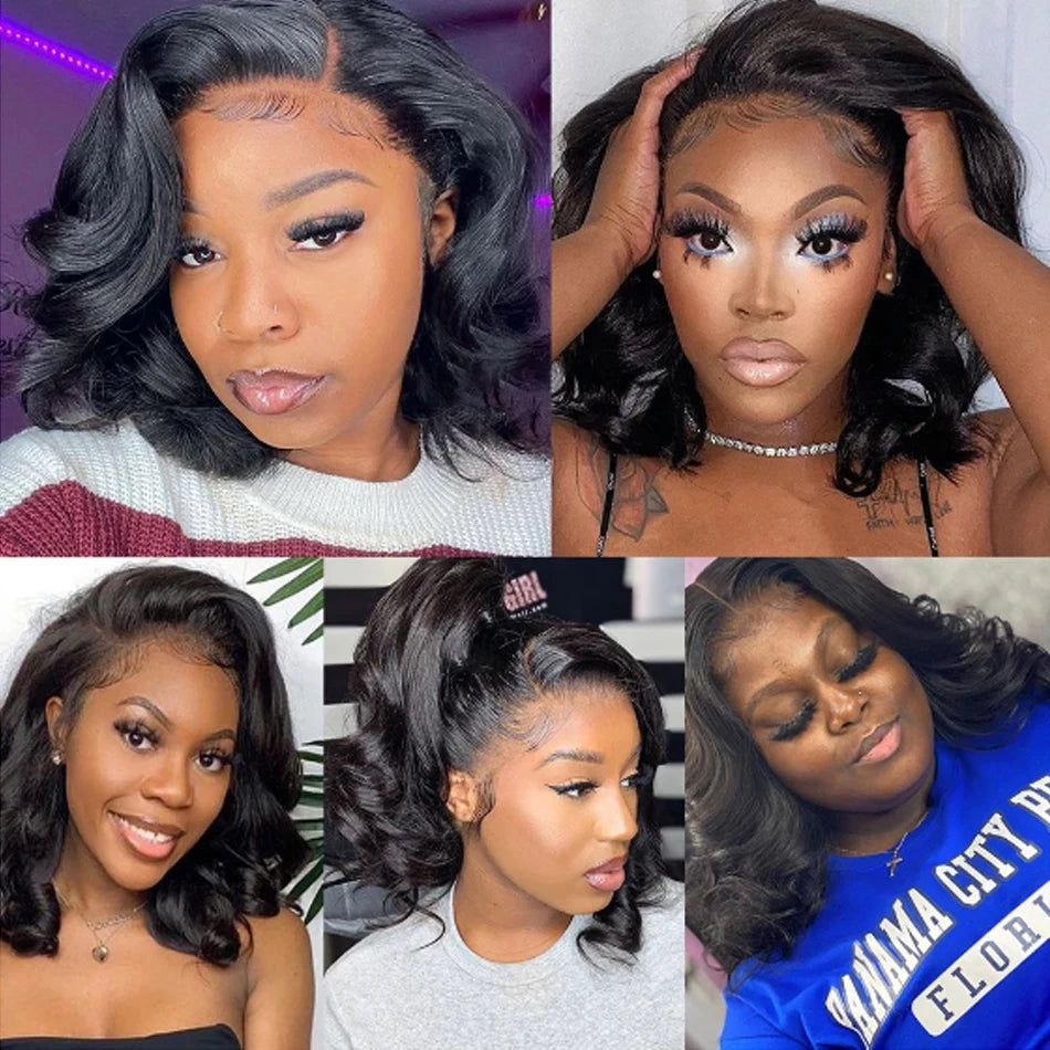 Glueless Body Wave Bob Wig Peruvian Lace Frontal Ready To Wear Human Hair Wigs NaturalColor Perruques Cheveux Humain Wear And Go