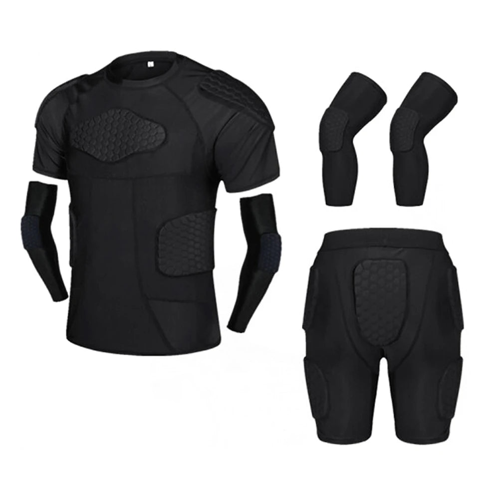 Padded Compression Shorts Vest Knee Pads Protector Football Paintball Basketball Skating Rugby Soccer Anti-collision Suits Sets
