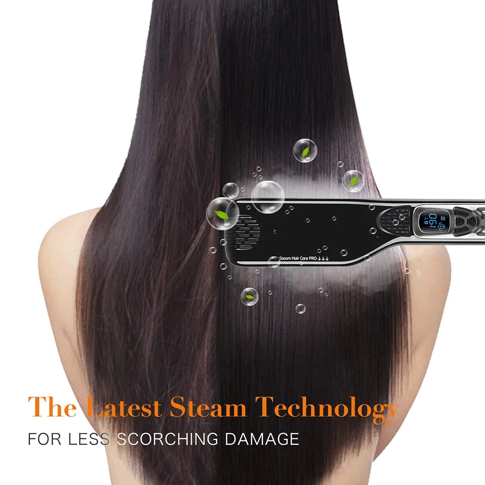 Professional Hair Straightener Steam Flat Iron Straightening Brush Electric Hair Brushes Ceramic Tourmaline Vapor Straighteners