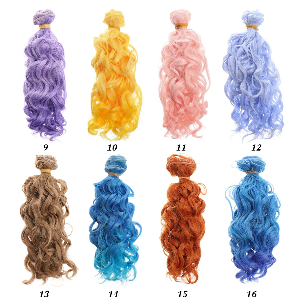 15*100cm 1/6 1/4 1/3  Fashion Mini Tresses High-Temperature Screw Periwig Curly Wigs DIY Doll Hair Toy Toupee Kids Gifts