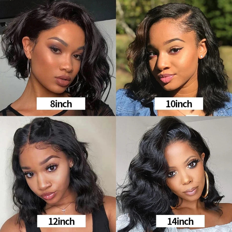 Glueless Body Wave Bob Wig Peruvian Lace Frontal Ready To Wear Human Hair Wigs NaturalColor Perruques Cheveux Humain Wear And Go
