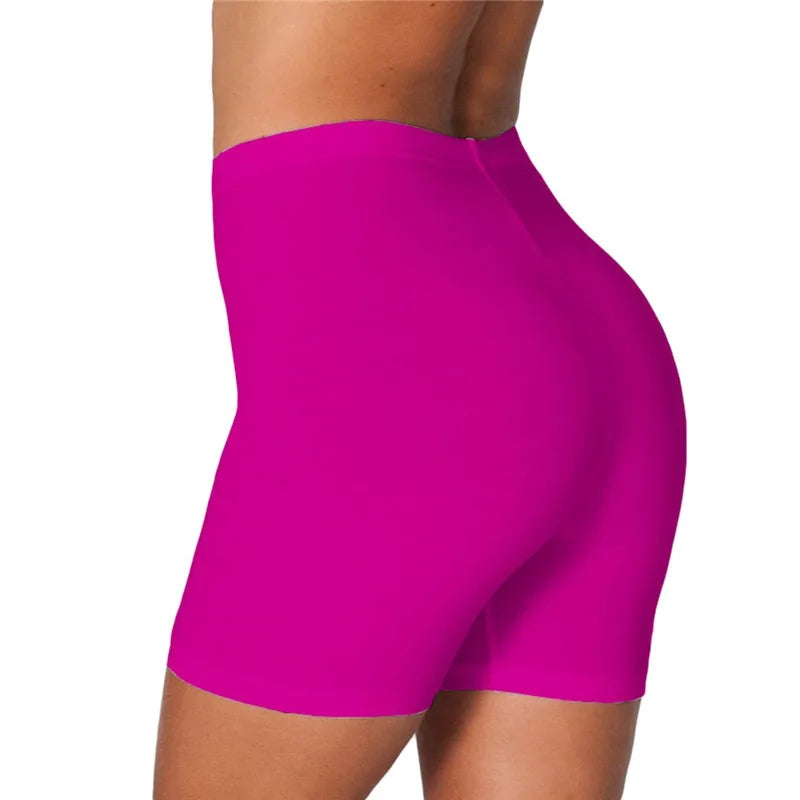 Shorts Women Solid Casual Elastic High Waist Biker Shorts Summer Thin Slim Bottoms Cycling Shorts Yoga Fitness Shorts Leggings