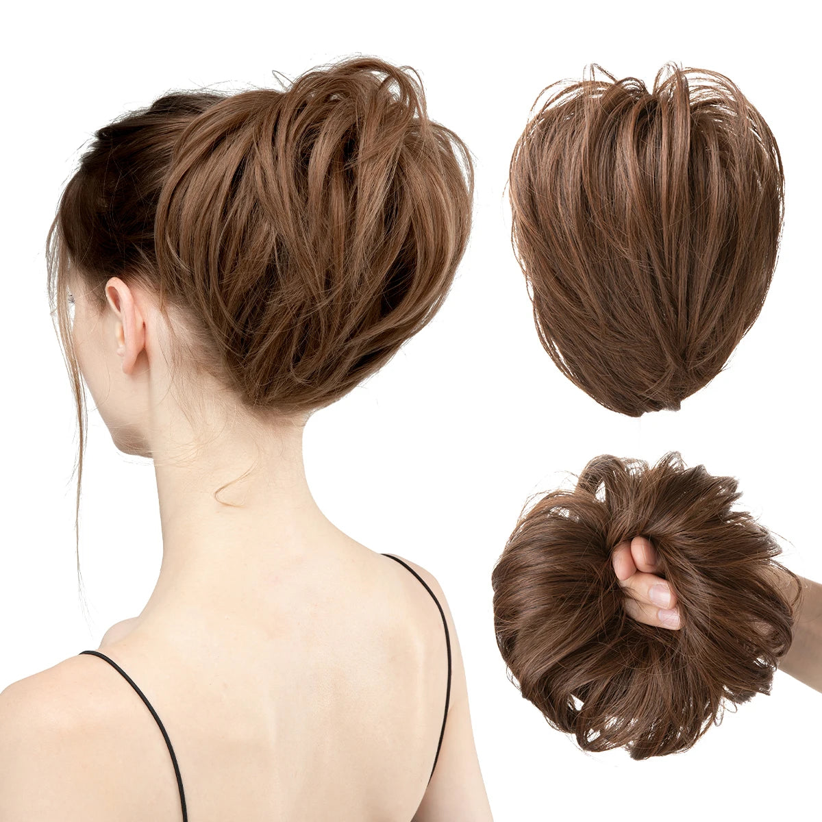 Synthetic Fake Hair Bun Curly Band Hairpiece Scrunchie Scrunchy Wrap Messy Piece Elastic Afro Chignon Cheveux Tail Women's Updo