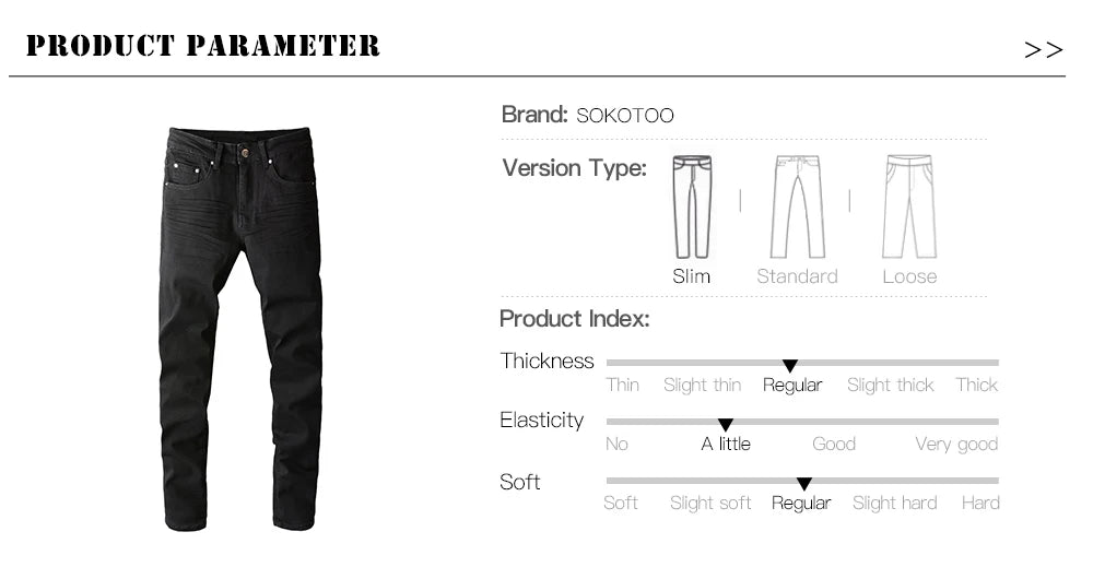 Men Black Skinny Stretch Pencil Jeans Streetwear Classic Slim Denim Pants Trousers