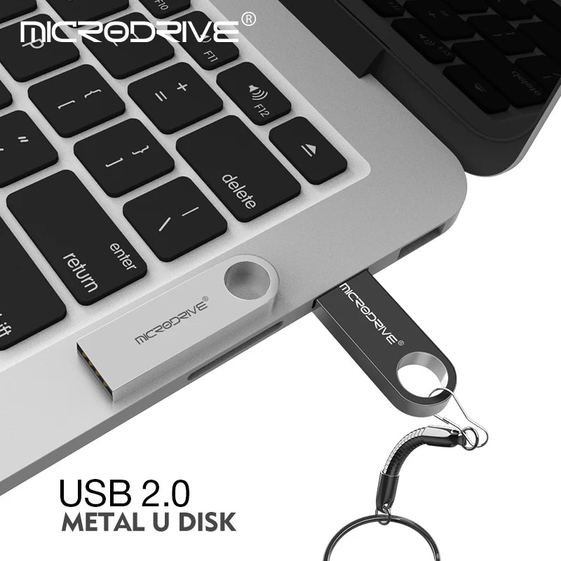 USB Flash Drive Pen 64GB 128GB 256GB 512GB Metal Pendrive 32gb 16gb 8gb 4gb Memory Stick Usb2.0 U Disk With Key Chain