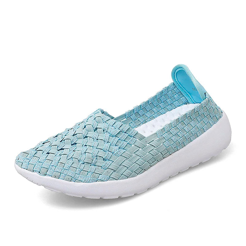 Casual Shoes Women Summer Woven Flats Sneakers Slip On Female Loafers Lightweight Breathable Boat Shoe Fashion Lady Tenis