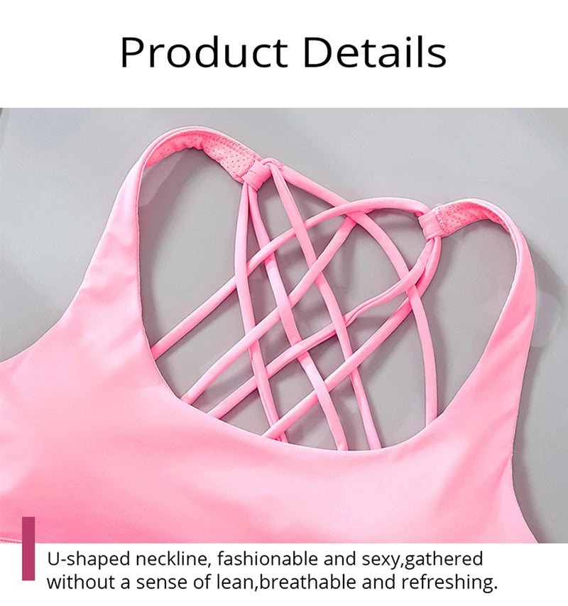 New Fitness Sports Bra for Women Push Up Cross Back Shockproof Running Gym Training Workout Yoga Underwear Crop Tops