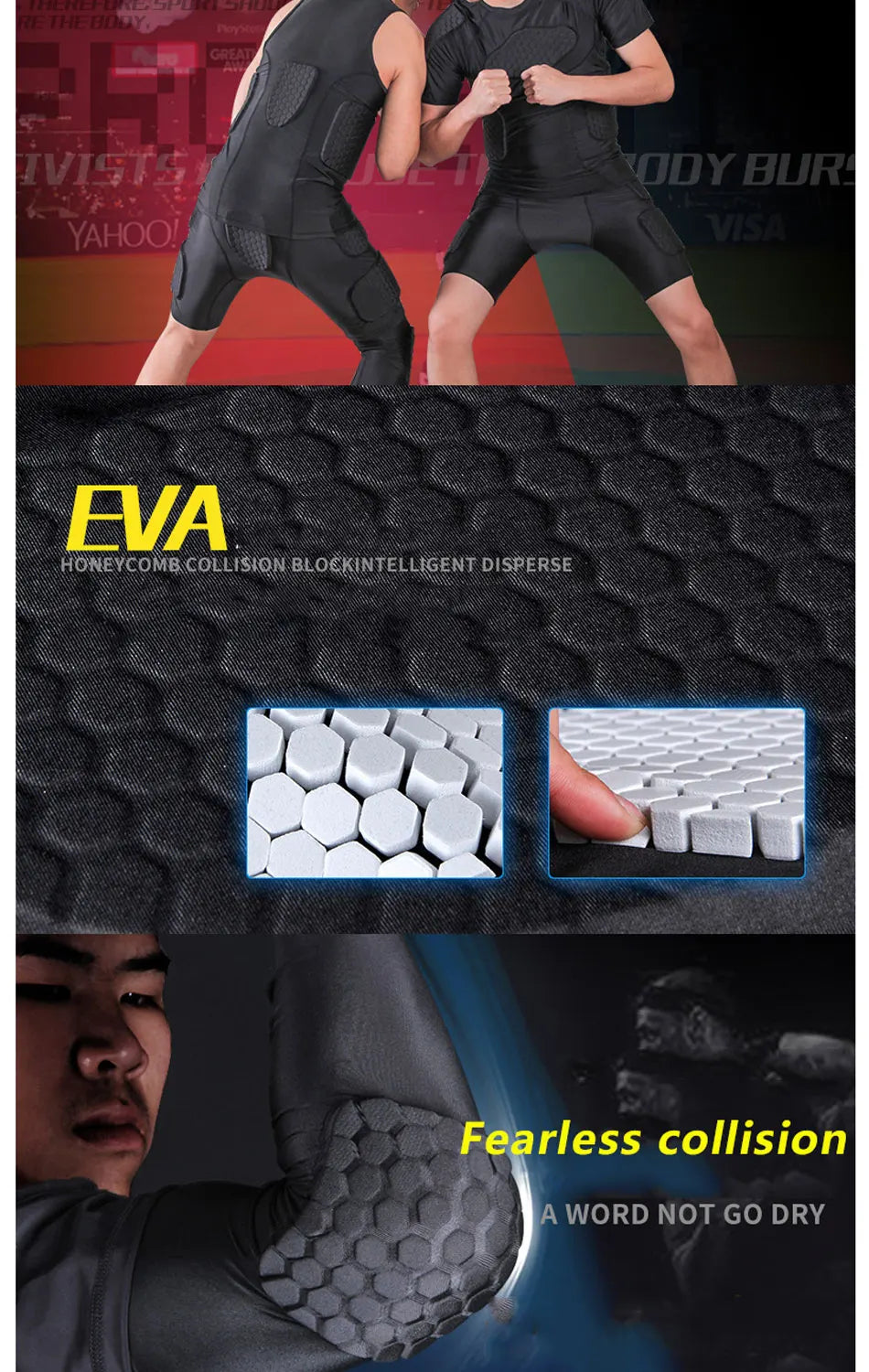 Padded Compression Shorts Vest Knee Pads Protector Football Paintball Basketball Skating Rugby Soccer Anti-collision Suits Sets