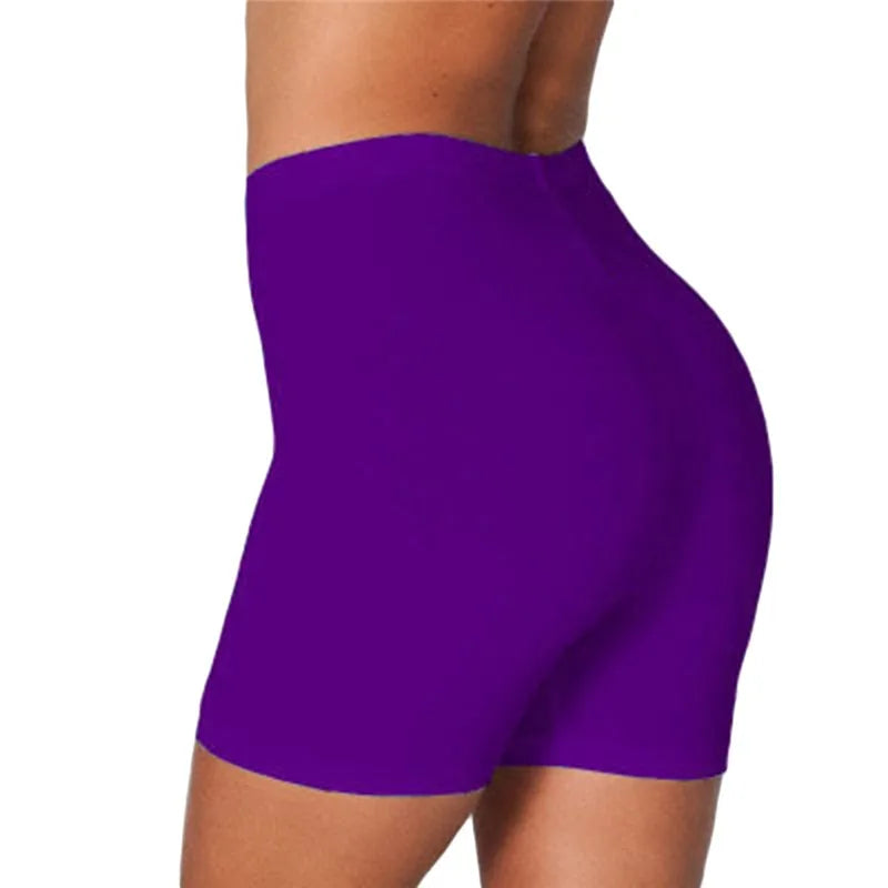 Shorts Women Solid Casual Elastic High Waist Biker Shorts Summer Thin Slim Bottoms Cycling Shorts Yoga Fitness Shorts Leggings