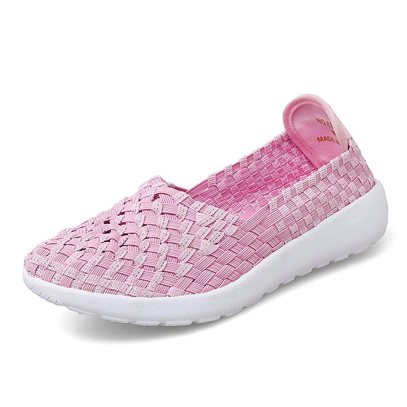 Casual Shoes Women Summer Woven Flats Sneakers Slip On Female Loafers Lightweight Breathable Boat Shoe Fashion Lady Tenis