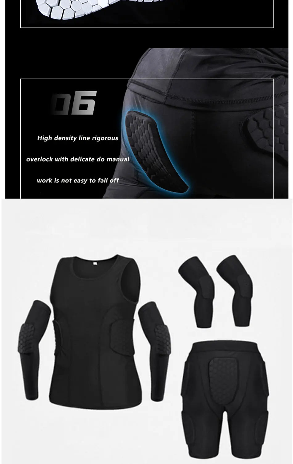 Padded Compression Shorts Vest Knee Pads Protector Football Paintball Basketball Skating Rugby Soccer Anti-collision Suits Sets