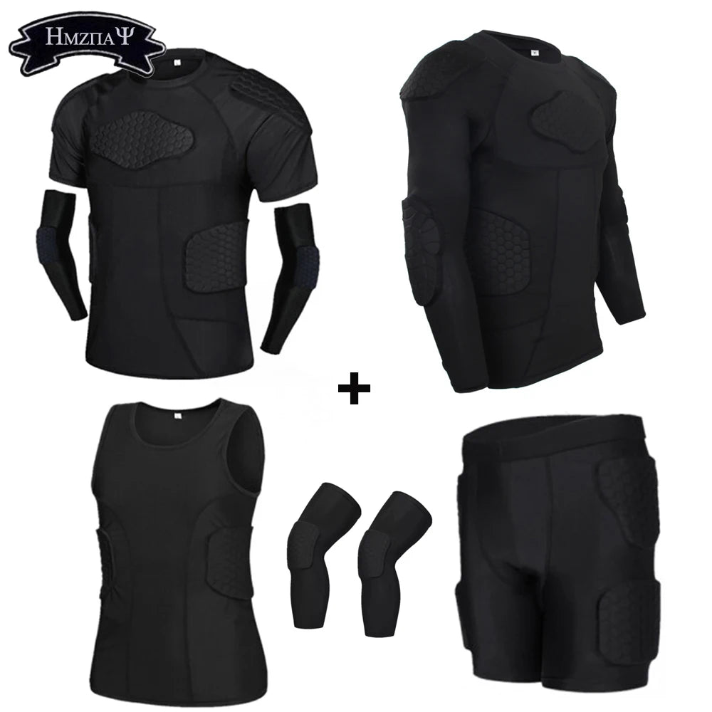 Padded Compression Shorts Vest Knee Pads Protector Football Paintball Basketball Skating Rugby Soccer Anti-collision Suits Sets