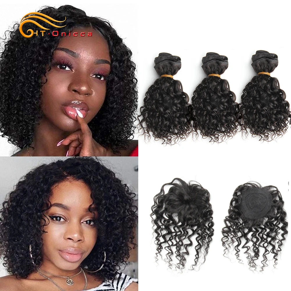Brazilian Body Wave Hair 3 bundles With Closure Natural Color Hair Extensions Straight Deep Wave Human Hair Bundles With Closure