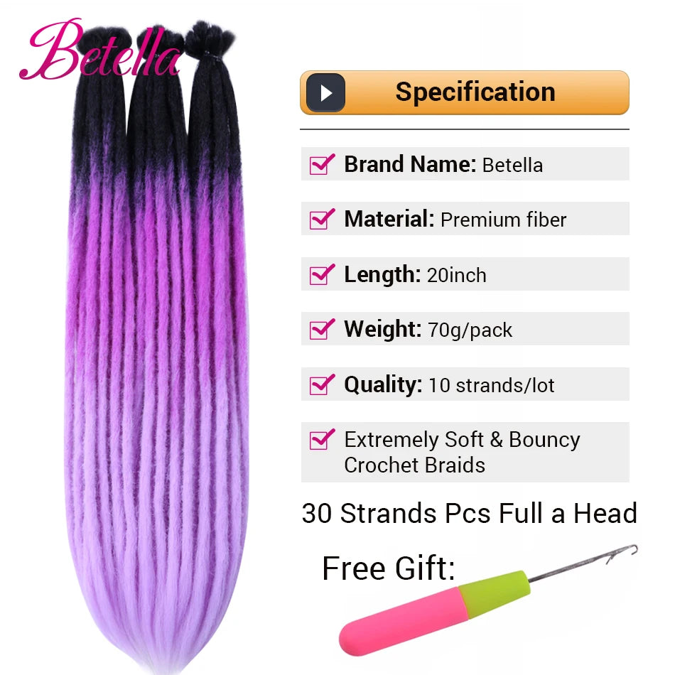 Synthetic Handmade Dreadlocks Hair Extensions Natural Braiding Hair For Black Women Crochet Hair Ombre Colored Crochet Braids