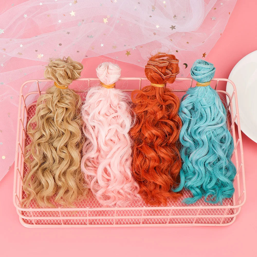 15*100cm 1/6 1/4 1/3  Fashion Mini Tresses High-Temperature Screw Periwig Curly Wigs DIY Doll Hair Toy Toupee Kids Gifts