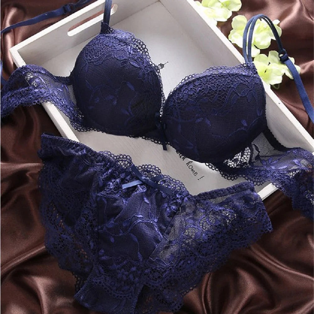 HIRIGIN Newest Women's Push Up Embroidery Sexy Lace Floral Bra Sets Panties Underwear 5 Colors