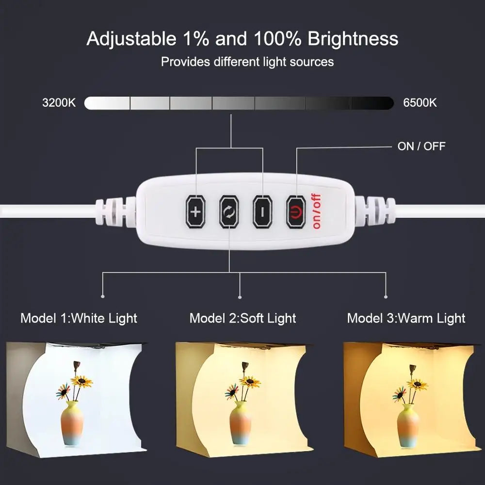 30cm Desktop Studio Box Kit Folding Portable Ring Light Photo Lighting Studio Shooting Tent Box with 6 Colors Backdrops