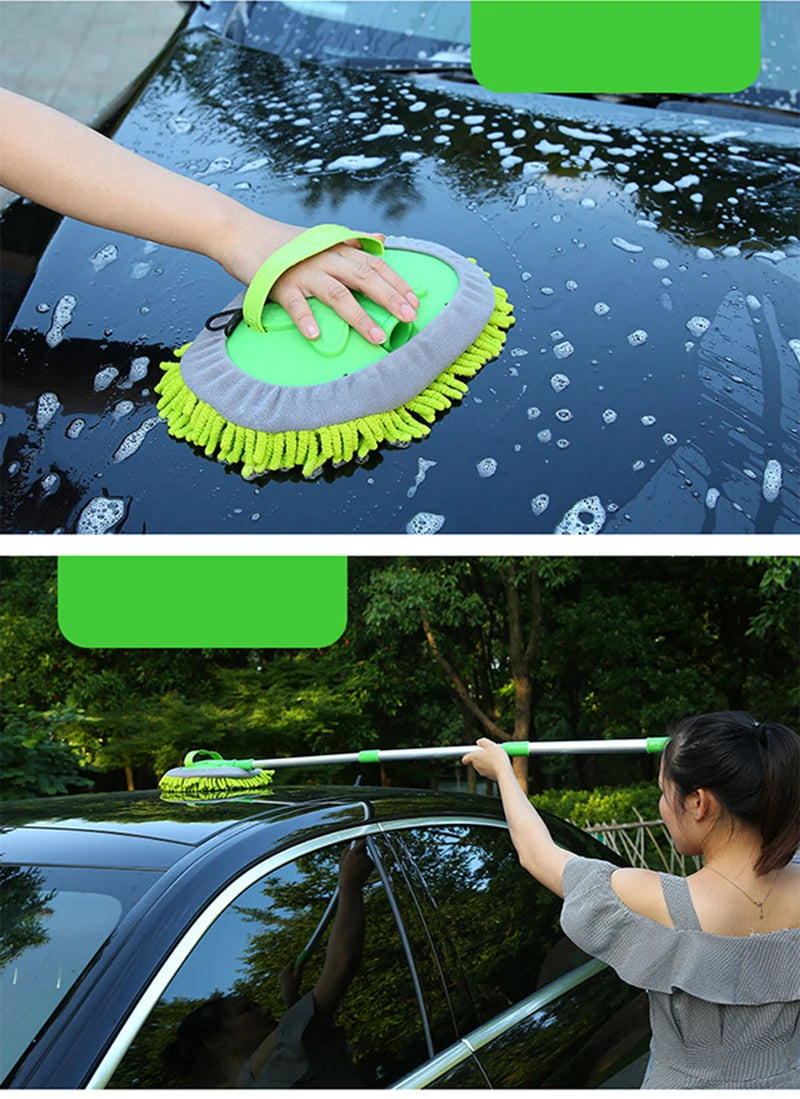 Car Cleaning Tools Car Detailing Cleaning Brush Adjustable Super Absorbent Telescoping Long Handle Cleaning Mop Auto Accessories