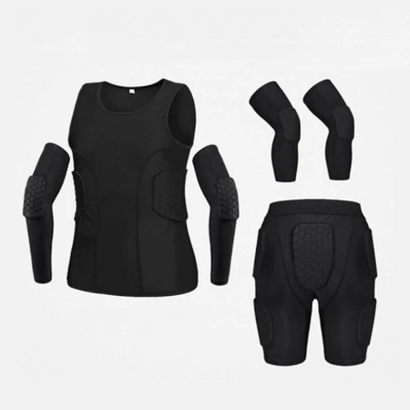 Padded Compression Shorts Vest Knee Pads Protector Football Paintball Basketball Skating Rugby Soccer Anti-collision Suits Sets