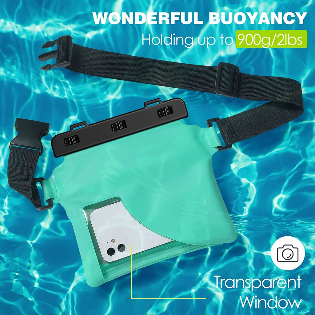MoKo Waterproof Phone Pouch Fanny Pack Floating Dry Bag Swimming Waist Bag Underwater Ski Drift Diving for iPhone 13/13 Pro Max