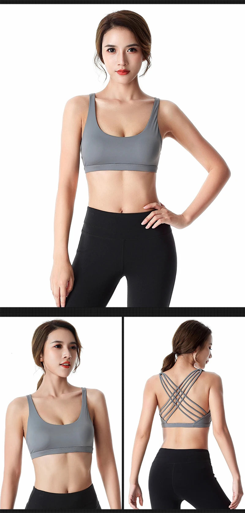 New Fitness Sports Bra for Women Push Up Cross Back Shockproof Running Gym Training Workout Yoga Underwear Crop Tops