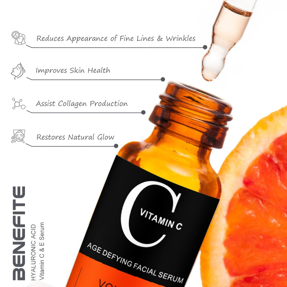 ENVISHA Vitamin C Face Care Serum Organic Skin Whitening Anti Aging Wrinkle Shrink Pores Moisturizing Hyaluronic Acid Retinol