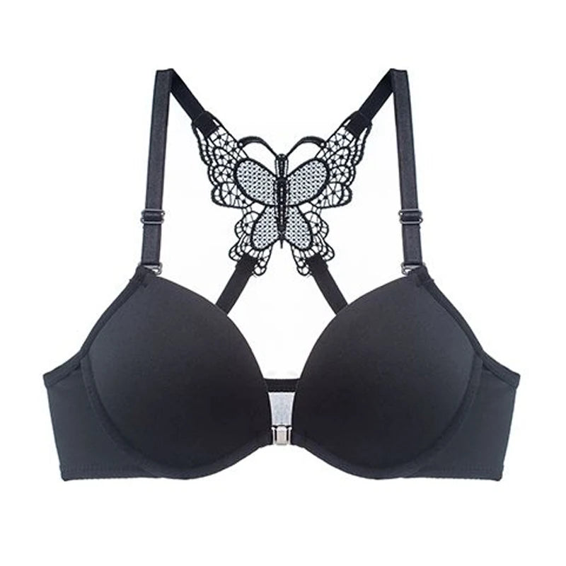 Front Closed Butterfly beauty back Push Up Brassiere Sexy Underwire Bra For Women Underwear Solid Color Female Lingerie