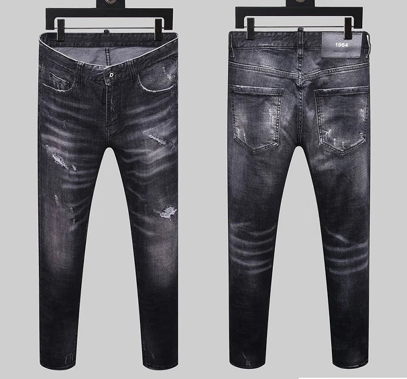 European  Fashion Brand Men Italy Jeans Pants Design Cool Top Jeans Men Slim Jeans Denim Trousers Blue Hole Pants Jeans for Men