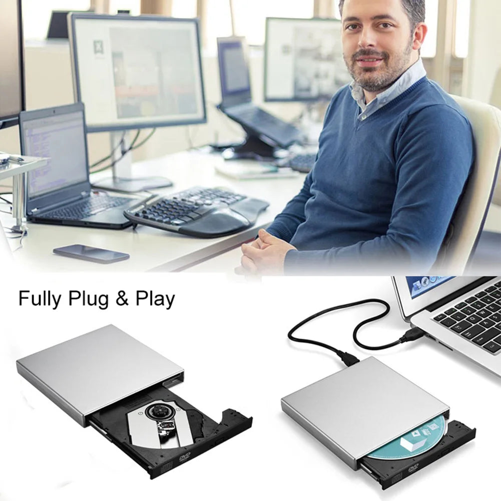 New Universal External USB DVD Optical Drive 24X CD Recorder for PC Laptop