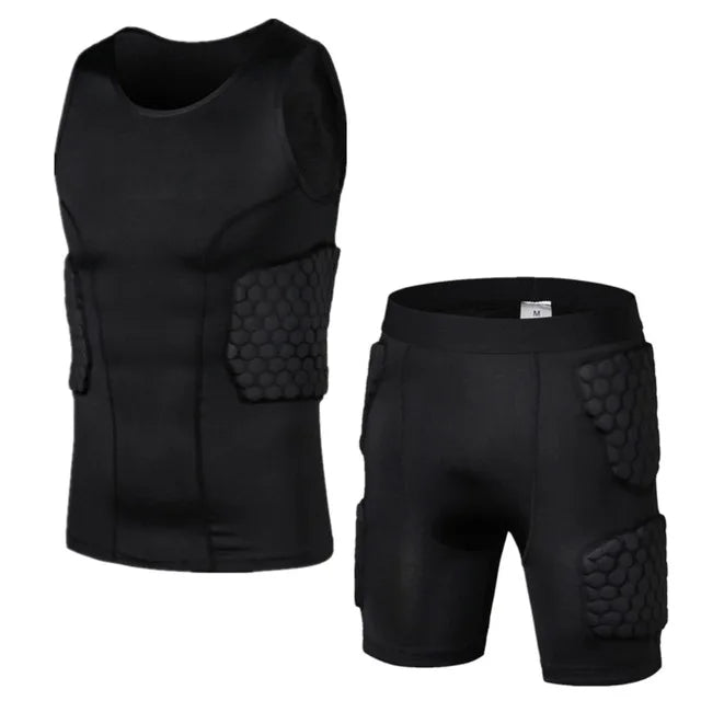 Padded Compression Shorts Vest Knee Pads Protector Football Paintball Basketball Skating Rugby Soccer Anti-collision Suits Sets