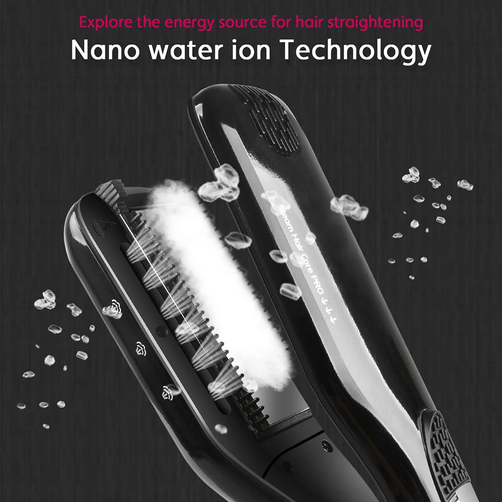 Professional Hair Straightener Steam Flat Iron Straightening Brush Electric Hair Brushes Ceramic Tourmaline Vapor Straighteners