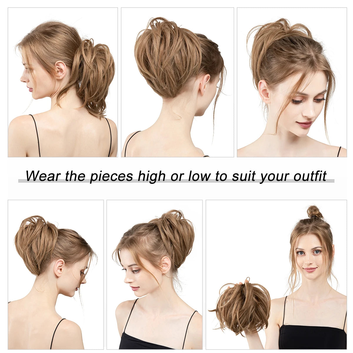 Synthetic Fake Hair Bun Curly Band Hairpiece Scrunchie Scrunchy Wrap Messy Piece Elastic Afro Chignon Cheveux Tail Women's Updo